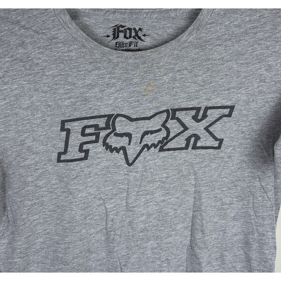 Y2K Fox Racing Graphic T-Shirt / Grey / Size Medium - Picture 2 of 4